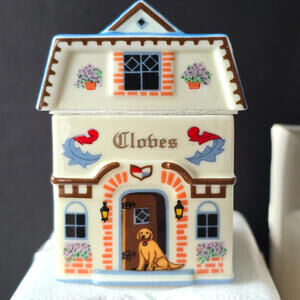 Vtg Lenox Spice Village Cloves Fine Porcelain Herb Spice Jar 1994 Hand-Painted